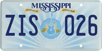 MS license plate ZIS026