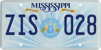 MS license plate ZIS028