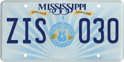 MS license plate ZIS030