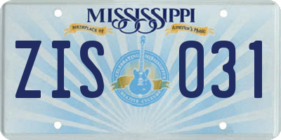 MS license plate ZIS031