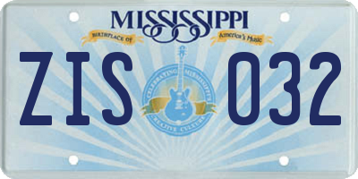 MS license plate ZIS032