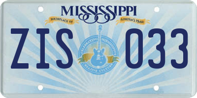 MS license plate ZIS033