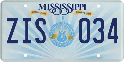 MS license plate ZIS034