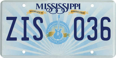 MS license plate ZIS036