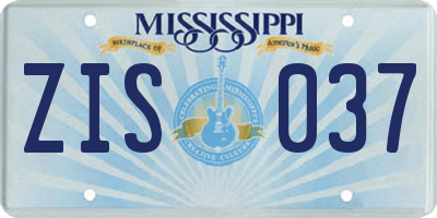 MS license plate ZIS037