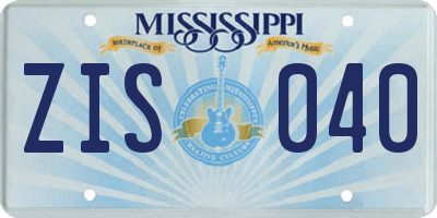 MS license plate ZIS040