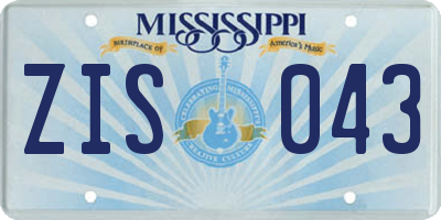 MS license plate ZIS043