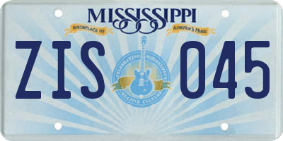 MS license plate ZIS045