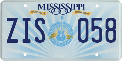 MS license plate ZIS058