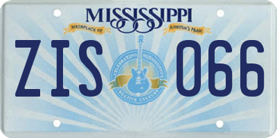 MS license plate ZIS066