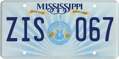 MS license plate ZIS067