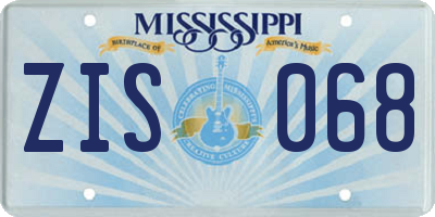 MS license plate ZIS068