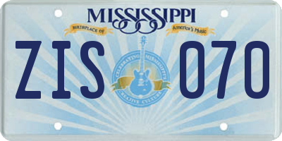 MS license plate ZIS070