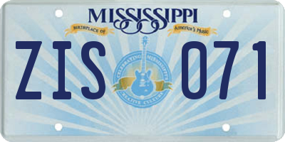 MS license plate ZIS071