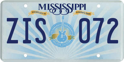 MS license plate ZIS072