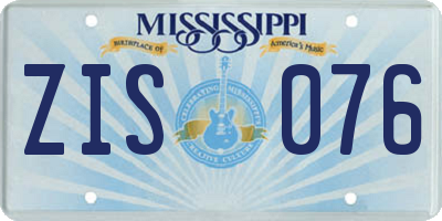 MS license plate ZIS076