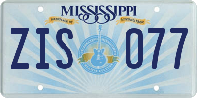 MS license plate ZIS077