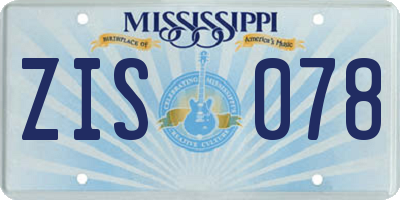 MS license plate ZIS078