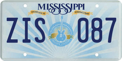 MS license plate ZIS087
