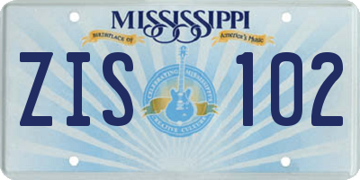 MS license plate ZIS102