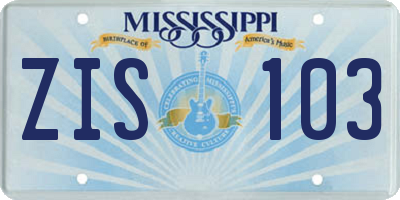 MS license plate ZIS103
