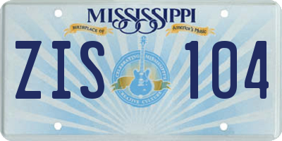 MS license plate ZIS104