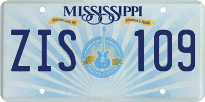 MS license plate ZIS109