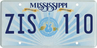 MS license plate ZIS110