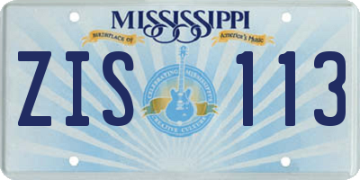 MS license plate ZIS113