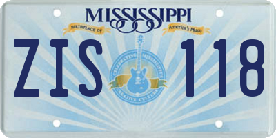 MS license plate ZIS118