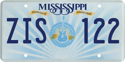 MS license plate ZIS122