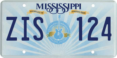 MS license plate ZIS124
