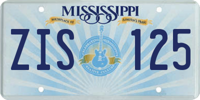 MS license plate ZIS125