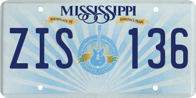 MS license plate ZIS136