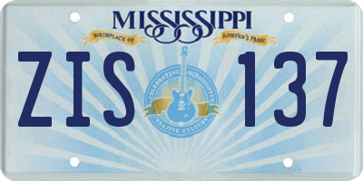 MS license plate ZIS137
