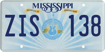 MS license plate ZIS138