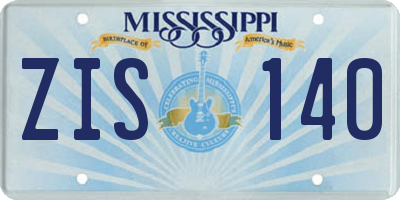 MS license plate ZIS140