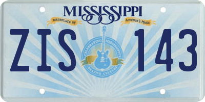 MS license plate ZIS143