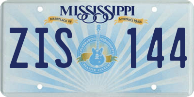 MS license plate ZIS144