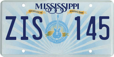 MS license plate ZIS145