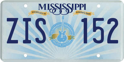 MS license plate ZIS152