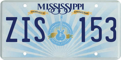 MS license plate ZIS153