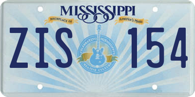MS license plate ZIS154