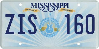 MS license plate ZIS160