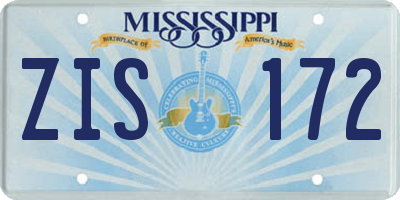 MS license plate ZIS172