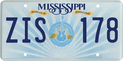 MS license plate ZIS178