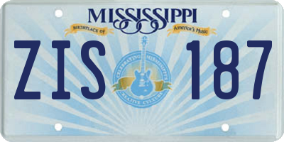 MS license plate ZIS187