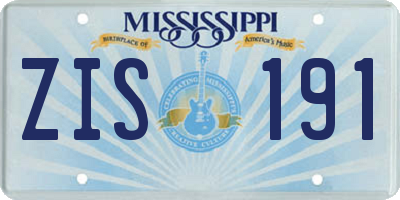 MS license plate ZIS191
