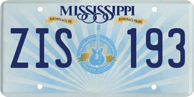 MS license plate ZIS193