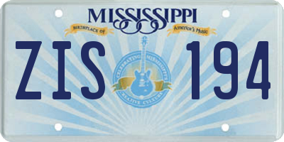 MS license plate ZIS194